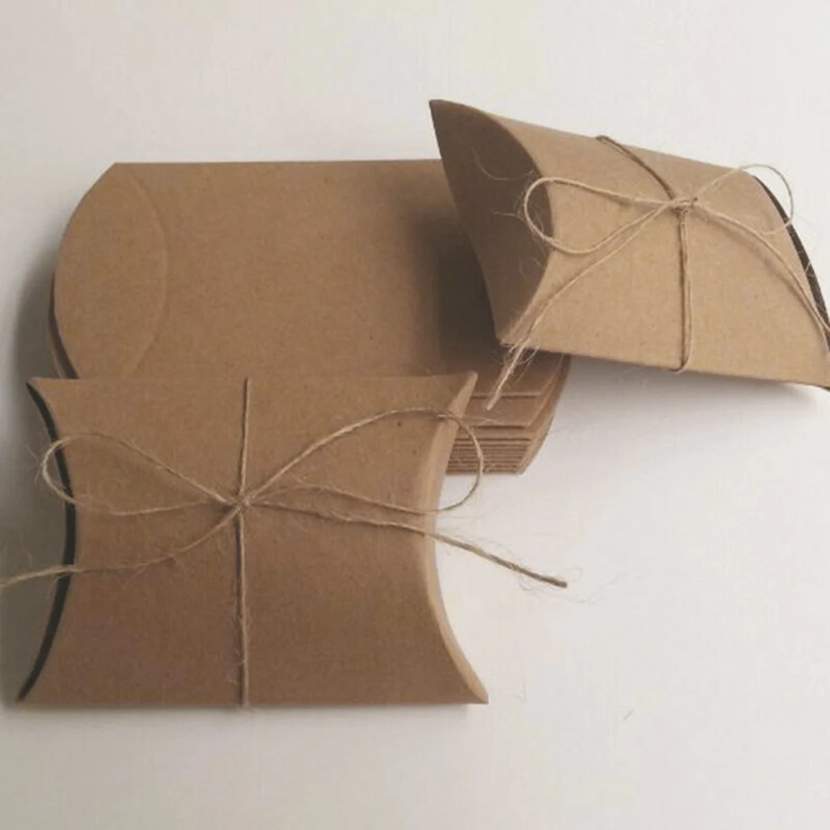

Brown Candy box 50PCS Kraft Paper Gift Wedding Favors Hemp Rope Storage