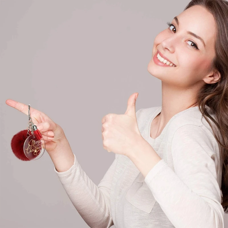 Акриловые заготовки для ключей с кольцом комплект из 1 набора круглые прозрачные