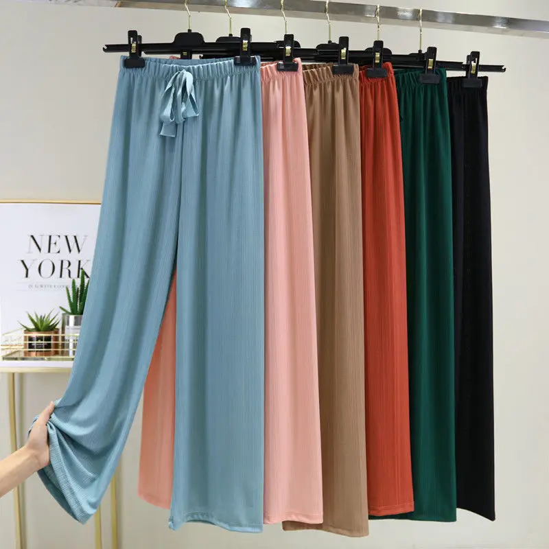 

Брюки женские свободного покроя, Мягкие штаны из вискозы, с широкими штанинами, до щиколотки, однотонные, Y931, лето