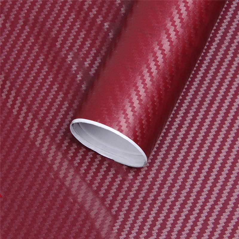 Wine red 127*10 см автомобильный стиль 3D углеродное волокно Авто цветная пленка для тела Автомобильный интерьер автомобиля наклейки украшения авто аксессуары - Название цвета: Wine red