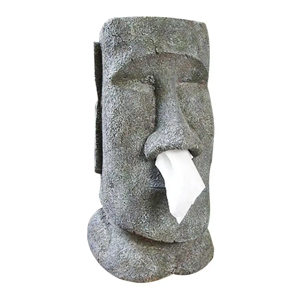 

Creative Tissue Box Easter Island Moai Shape Paper Holder Stone Figure Napkin Case For Home Car Restaurant Container Holder