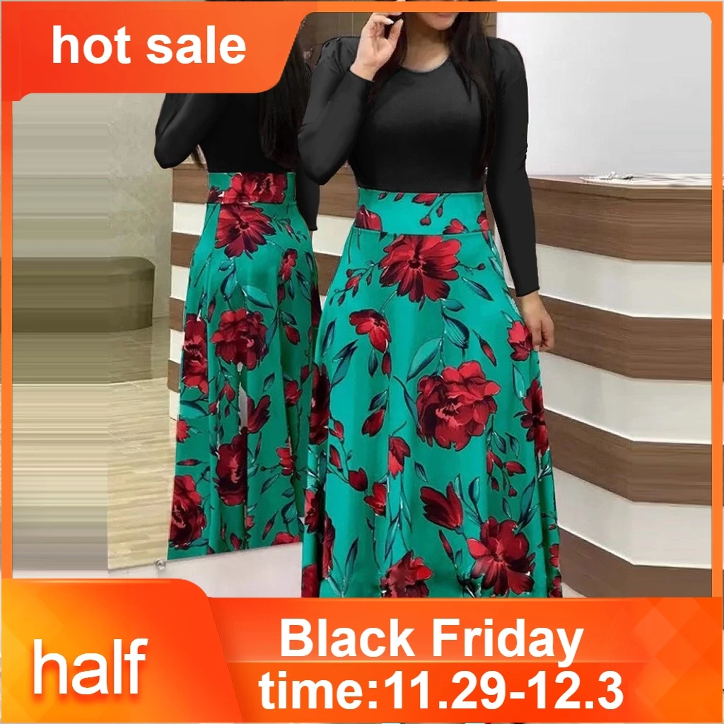 Женское длинное платье макси летнее пляжное Бохо с цветочным принтом вечерние