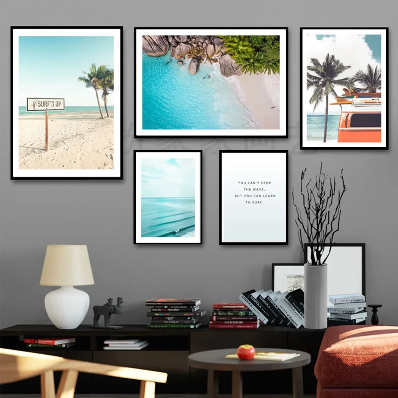 Пейзаж Плакат плакаты пляж скандинавский настенный Арт холст живопись плакат