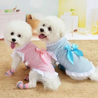 2022 new spring and summer new pet soft cotton clothes shirt skirt comfortable lace small dog cat clothes bow bichon