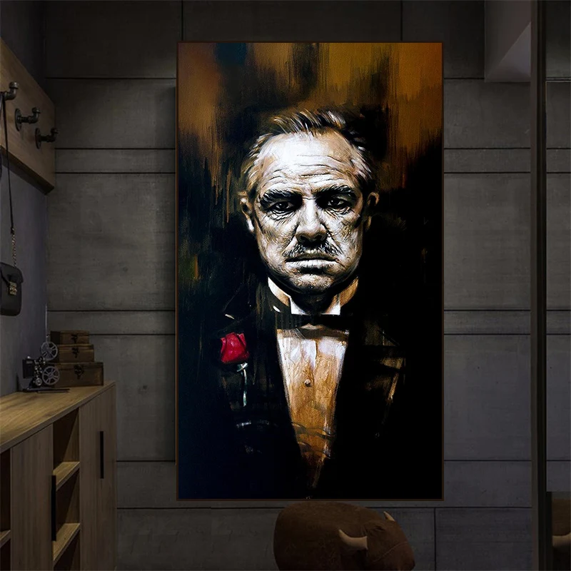 

Movie Godfather Print on Canvas Paintings on the Wall Art Pictures Godfather Figure Marlon Brando Al Pacino Posters Home Decor