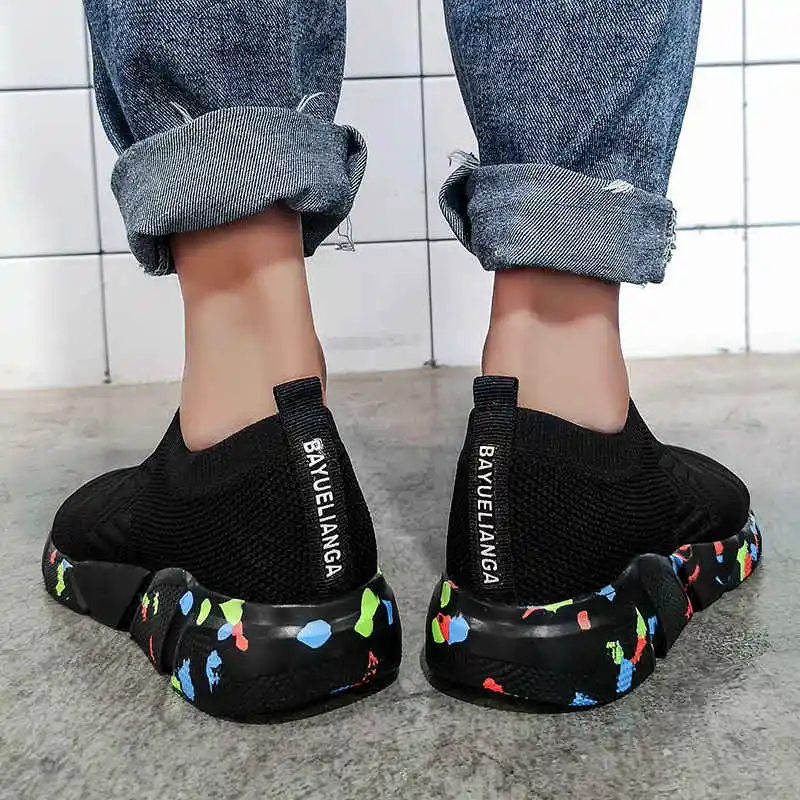 Женские спортивные кроссовки без шнуровки сетчатые легкие для бега женская