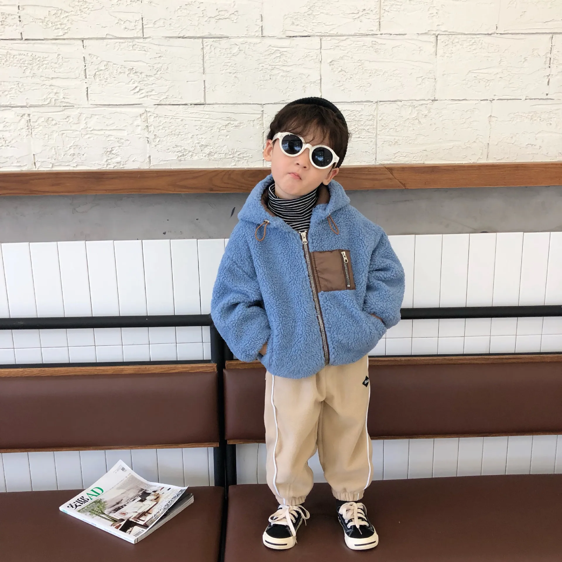 Зимние Модные флисовые куртки с капюшоном на молнии для мальчиков 2019 г.