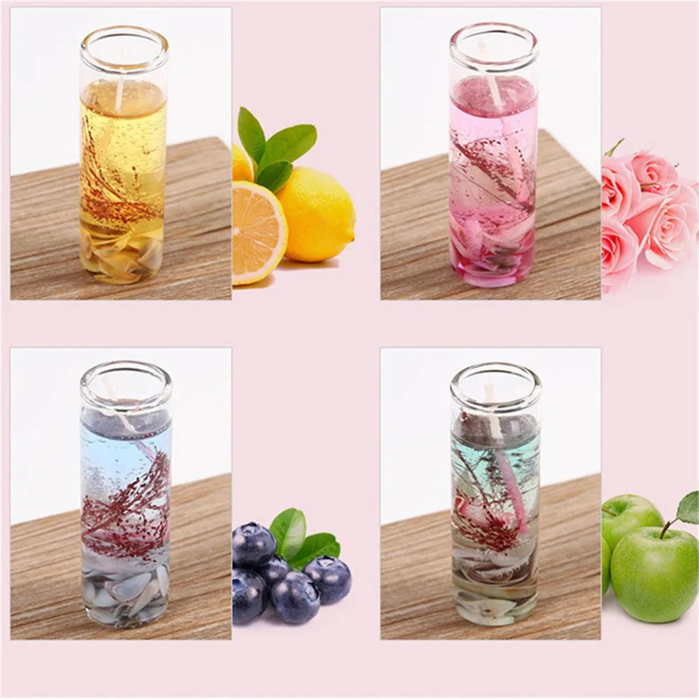 Цветные декоративные свечи из желейного воска для свадьбы сверкающие на день