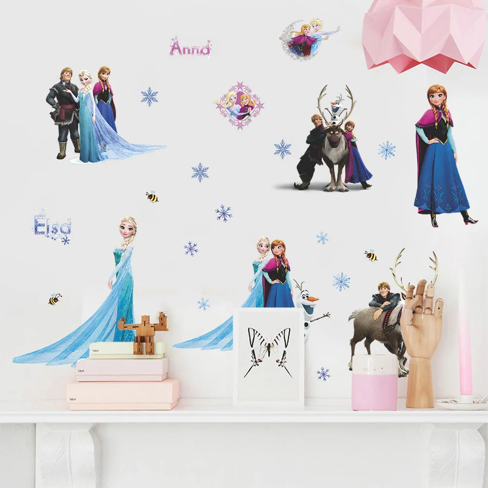 

Hot Disney Frozen Princess Wall Decals Bedroom Home Decor Cartoon Elsa Anna Wall Stickers Pvc Mural Art Diy Posters Mural Art