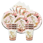 Столовая посуда с изображением лесных животных для вечевечерние, тарелка с изображением оленя, украшение для вечеринки в честь Дня Рождения, товары для детского сафари и леса