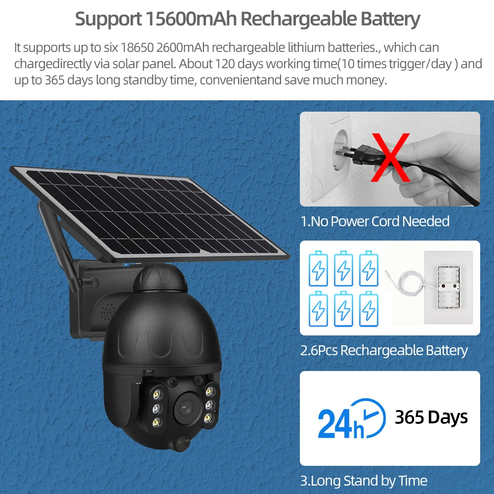 

PTZ Wifi Version 1080P HD Solar Panel Outdoor Surveillance Waterproof CCTV Camera Smart Home Two-way Voice Intrusion Alarm 2mp