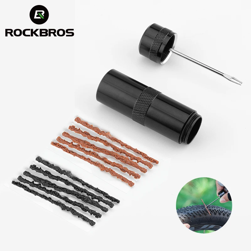 

ROCKBROS Tyre Repairing Patch Tool Kit Puncture Plug Cycling Repair Strips Motorcycle Tubeless Tyre Repair Tool Bike Accessories