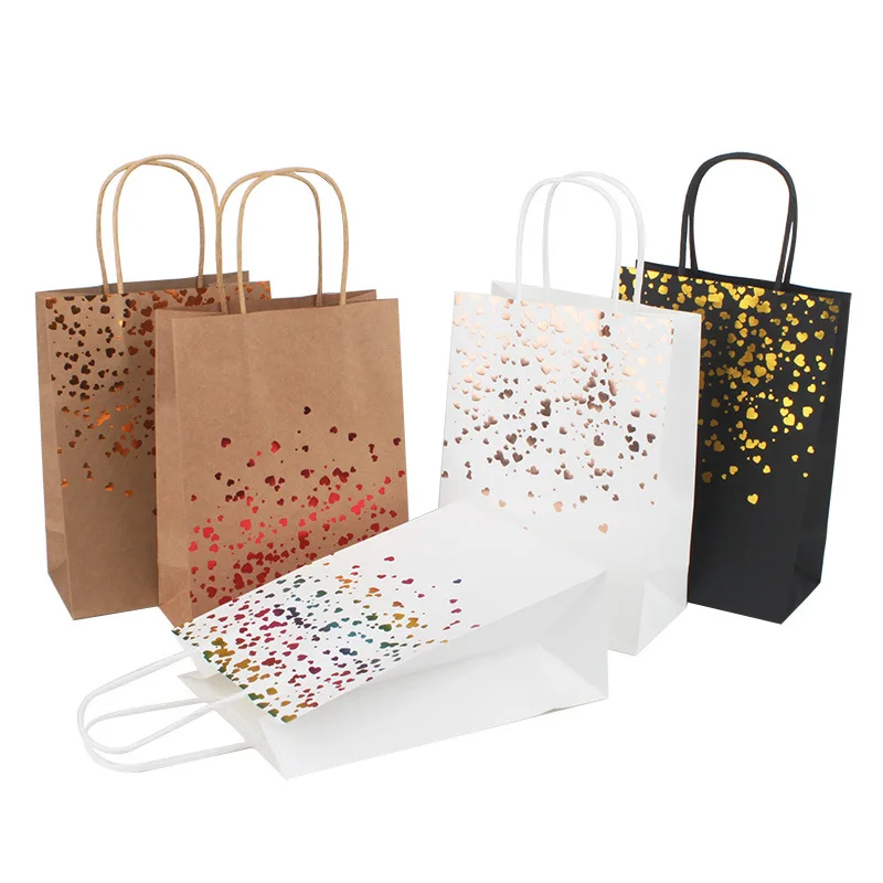 

12pcs 15*21*8cm Kraft Paper Bags Small Paper Gift Bags Paper Bags With Handles Paper Shopping Bags Party Paper Packing Bag