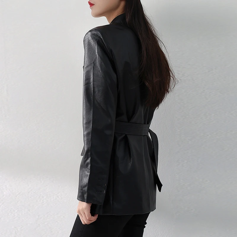 Fitaylor/Весенняя однотонная куртка из мягкой искусственной кожи Женская Осенняя