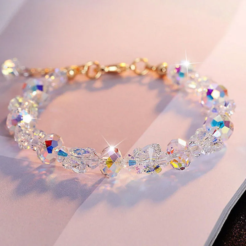 

Transparent/Pink/blue Shiny Natural Stone Crystal Zircon Butterfly Bracelets for Women Female Korean Fashion Wedding Jewelry