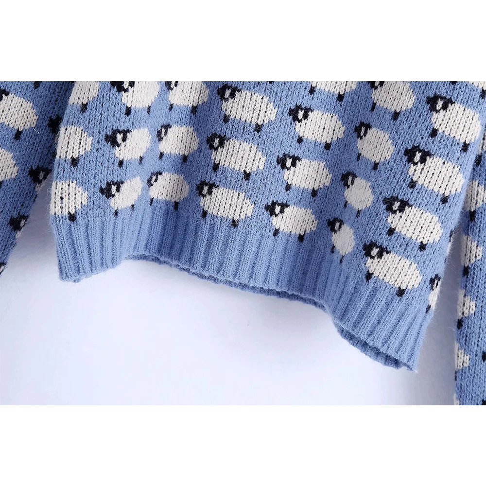 

2020 New Autumn Winter Women Jacquard Knit Sweater Long sleeve Sheep pattern Casual Women sweaters Winter Pullover