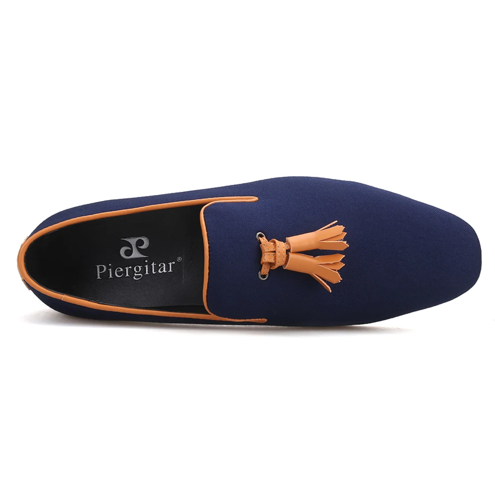 Мужские парусиновые туфли Piergitar кожаные лоферы ручной работы с кисточками для