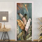 Водостойкая самоклеящаяся дверная наклейка из ПВХ, украшение для стен, Hd наклейка с банановыми листьями, фото, декор для гостиной, спальни, дверная наклейка