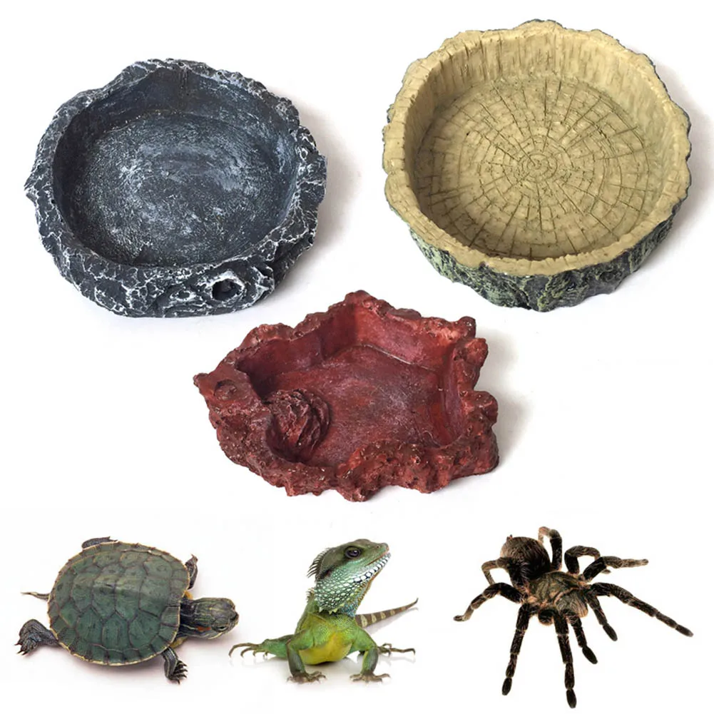 Crawler Pet Feeder Bowl Basin Resin Non-toxic Food Water Pot Reptile Turtle Tortoise Scorpion Lizard Crabs Pets Supplies E2S | Дом и сад