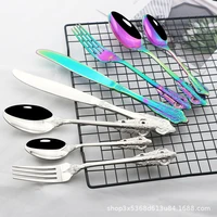 nordic court western tableware set titanium thickened stainless steel western steak knife fork and spoon 24 piece set