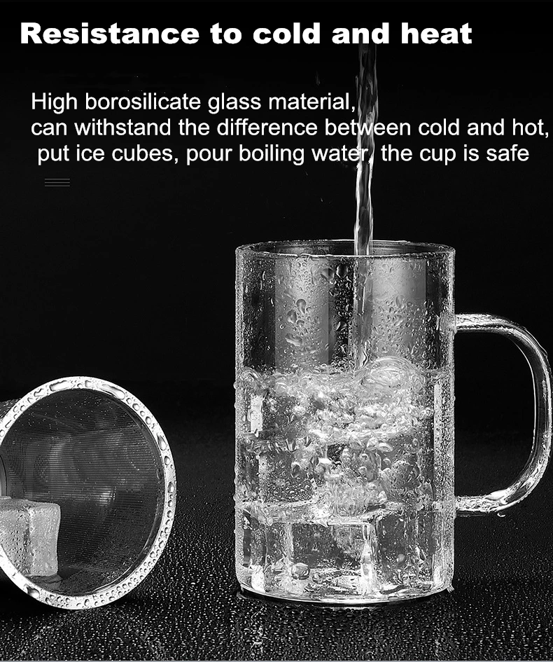 500ml Travel Heat-resistant Glass Tea Infuser Mug With Stainless Steel Lid Coffee Cup Tumbler Kitchen Heat-resistant Large