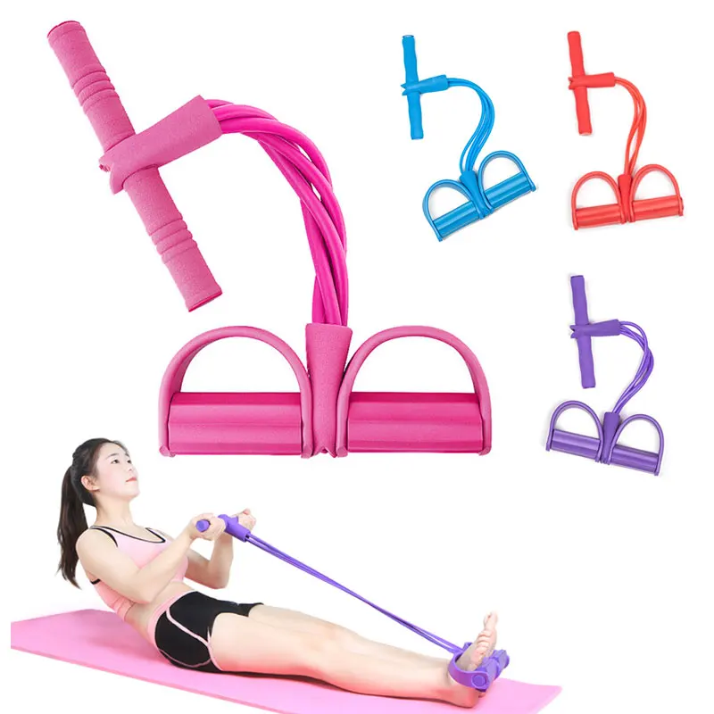 

4 Tube Sit-up Pull Rope Expander Latex Pedal Exerciser Home Gym Resistance Bands Elastic Bands Fitness Training Equipment