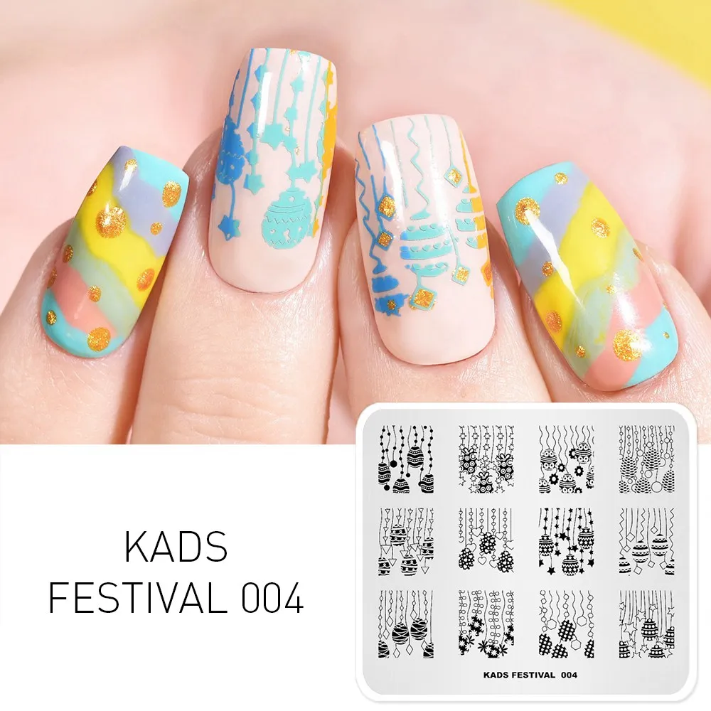 Festival 004 KADS Стемпинг 34 дизайнов цветы живоные геометрический шаблон Пластины для стемпинга Штамп для ногтей Трафареты для ногтей для М - Цвет: Festival 004
