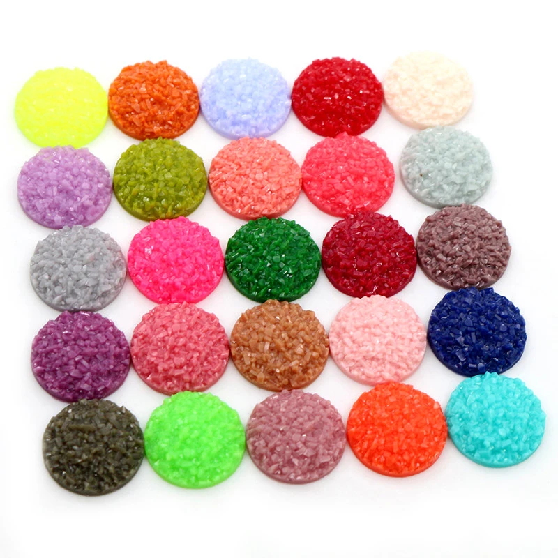 

Natural Ore Druzy 8mm 10mm 12mm 40pcs Multi-Colors Flat Back Resin Cabochons Dome For Bracelet Earrings DIY Jewelry Findings