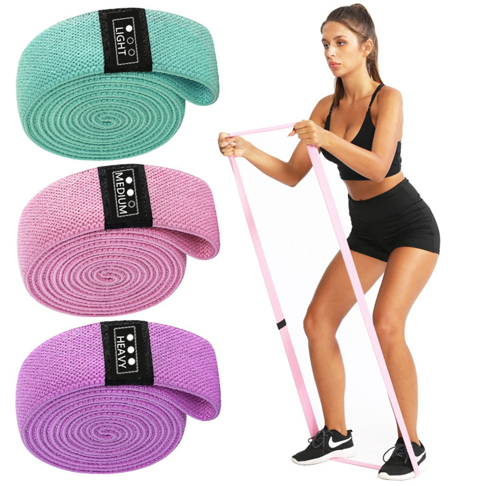 

Fitness Equipment Exercise Resistance Loop 3Pcs Bands Set Elastic Booty Yoga Home Gym Training Band Set with Carry Bag