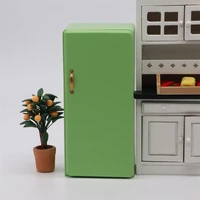 miniature simulation wooden refrigerator single door dollhouse kitchen accessories furniture pretend play kids toys