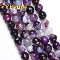 natural faceted dream purple stripes agates onyx beads 8mm loose charm beads for jewelry making diy women bracelets necklaces