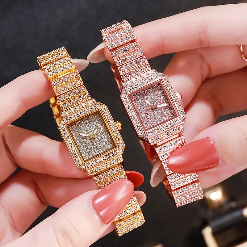 

Three-color quartz watch fashion casual small steel band watch new starry watches ladies watch rhinestone Women Watches