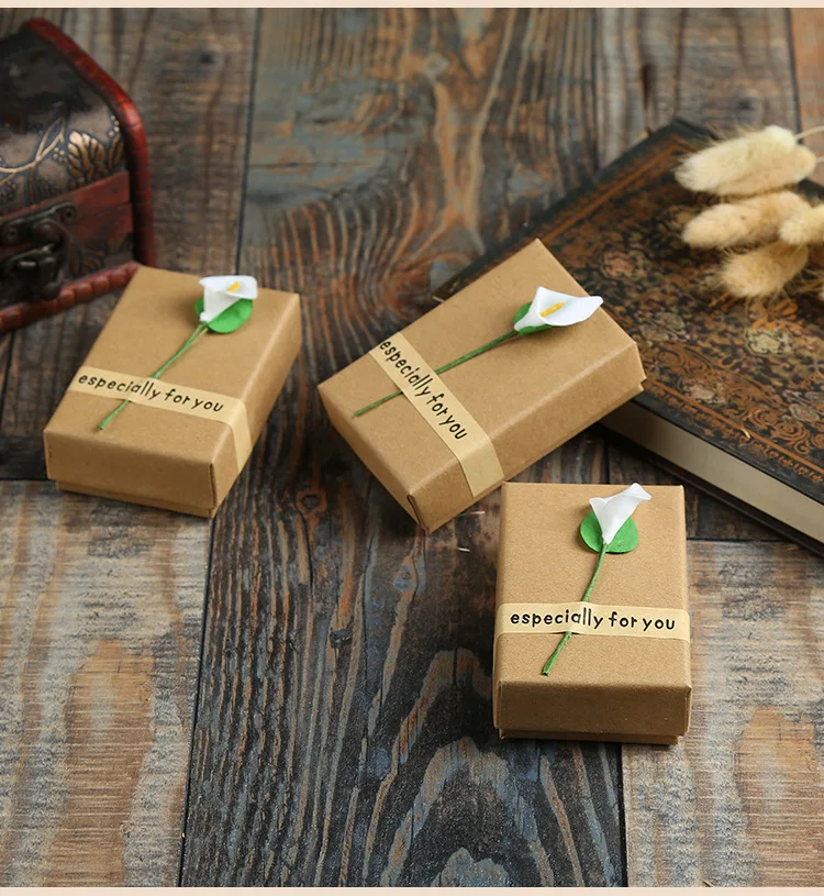 handmade Vintage Kraft Paper Jewelry Box Creative Ring Box Necklace Box Gift Packaging Box Customization Jewelry Display