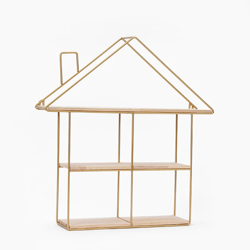 Дом металлические деревянные стеллажи для хранения подвесной Декор ящик