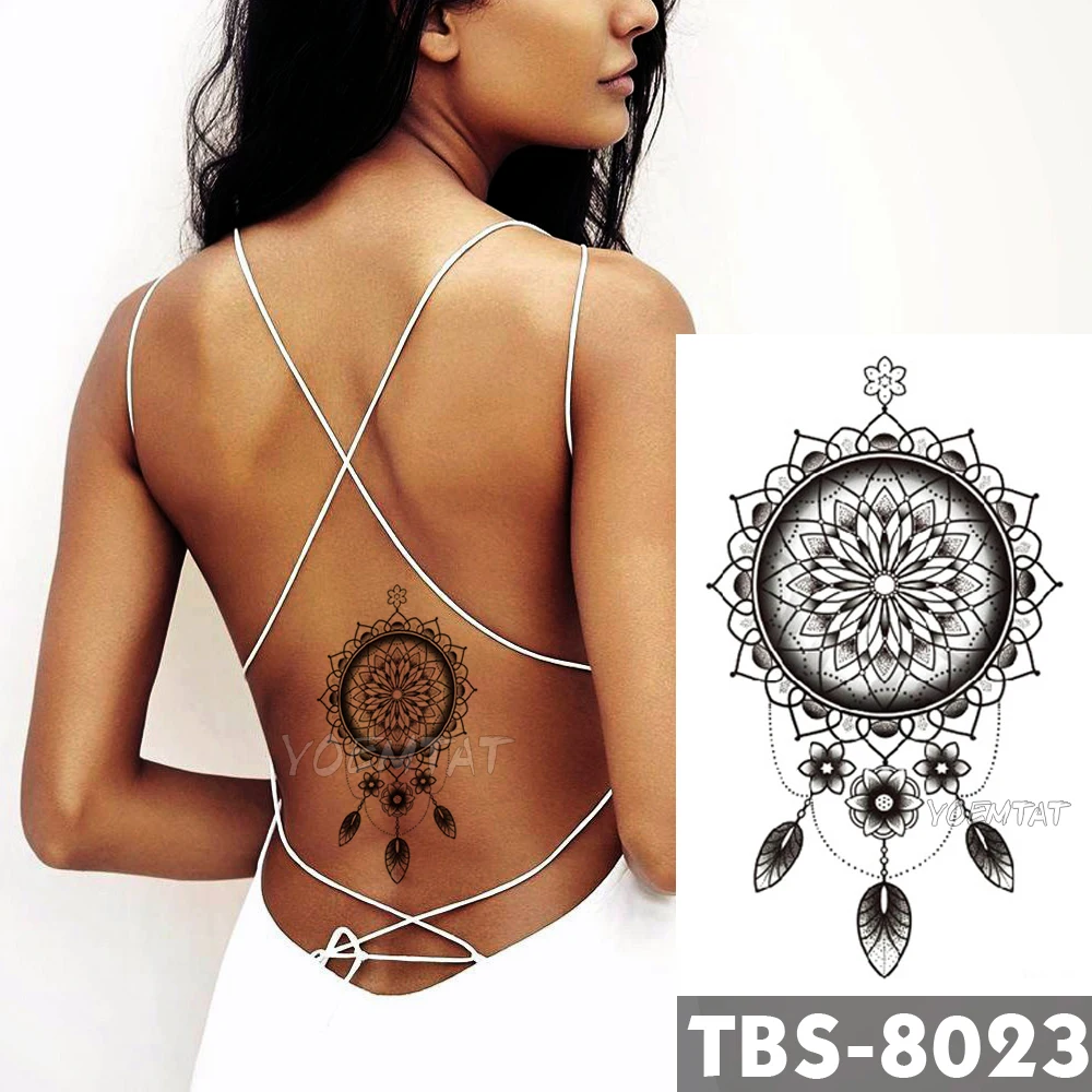 

Waterproof Temporary Tattoo Sticker Lotus Rose Totem Flash Tatto Mandala Love Body Art Arm Water Transfer Fake Tatoo Women