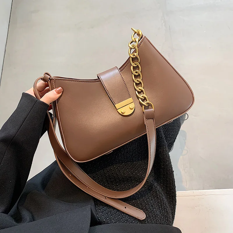 

Sweet Lady One Shoulder Handbag New Trendy Fashion PU Leather Underarm Bag All-match Messenger Handbag