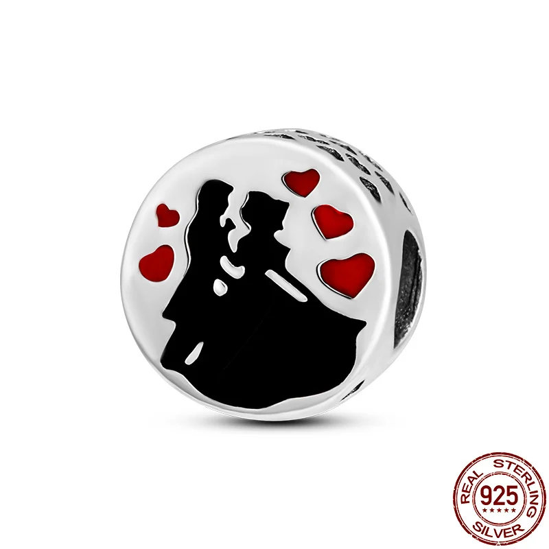 

Лидер продаж, бусины из серебра 925 пробы с бисером «Love For Two Charms», подходят к оригинальному браслету Pandora, кулон, ожерелье, ювелирные изделия