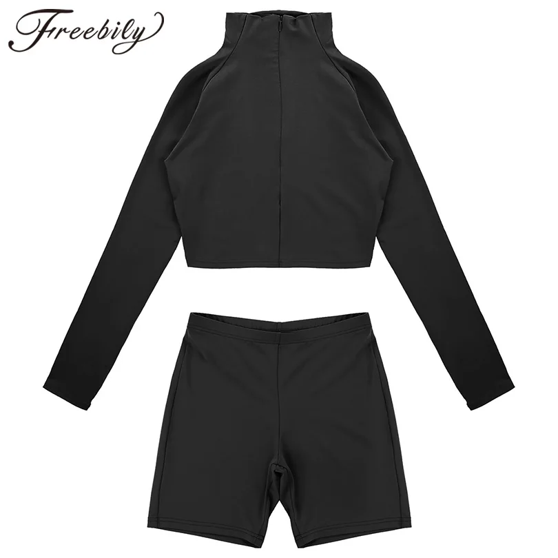 

Women Two Pieces Outfits Long Sleeve Crop Tops Shorts Fitness Sports Suit Casual Gym Workout Running Sets Tracksuit Sportswear