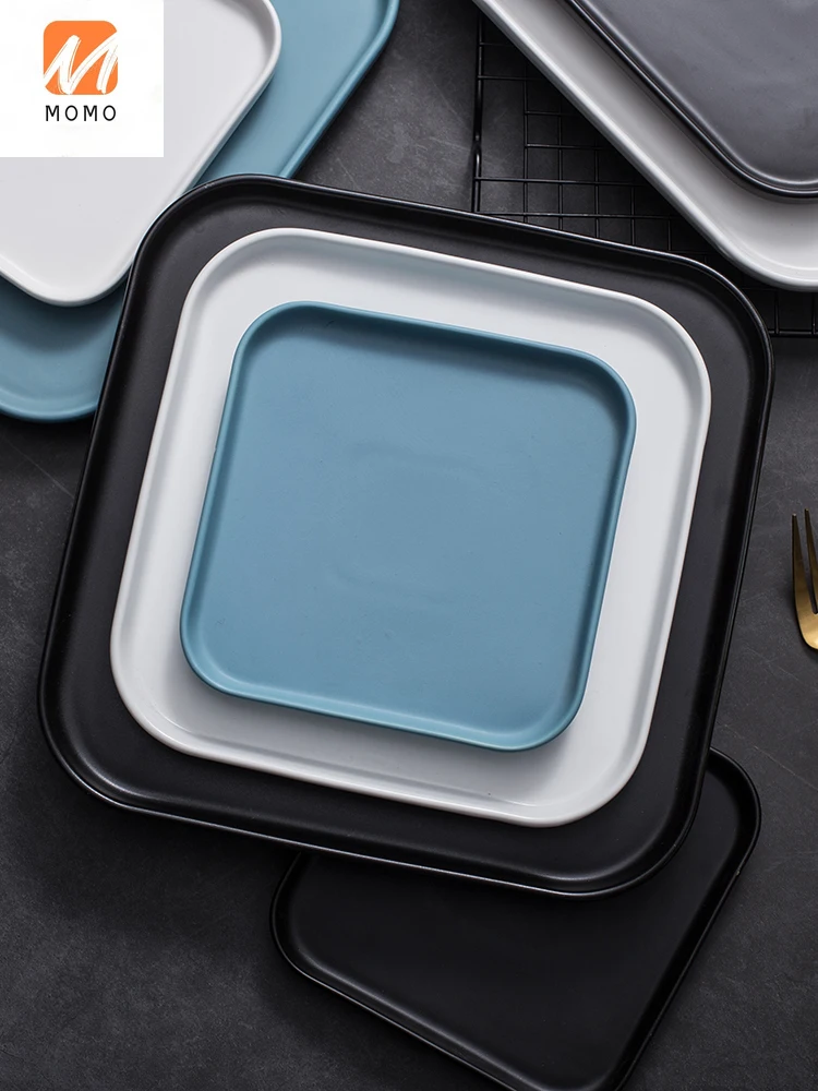 

Nordic Creative Ceramic Tableware Western Cuisine Plate Steak Plate Cake Plate Household Flat Plate Dish Square Plate Dish