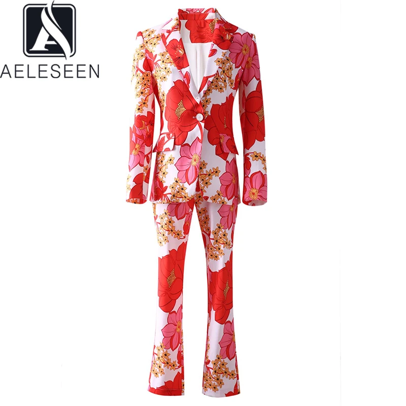 

AELESEEN/комплекты из 2 предметов высокого качества; Сезон осень-зима; Модель 2021 года; Модный элегантный Блейзер + длинные штаны; Костюмы с принто...