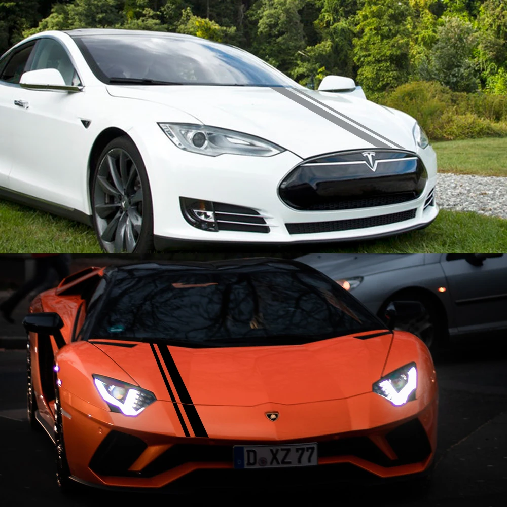 Длинная полосатая ночная рубашка накладка на капот автомобиля стикер Авто