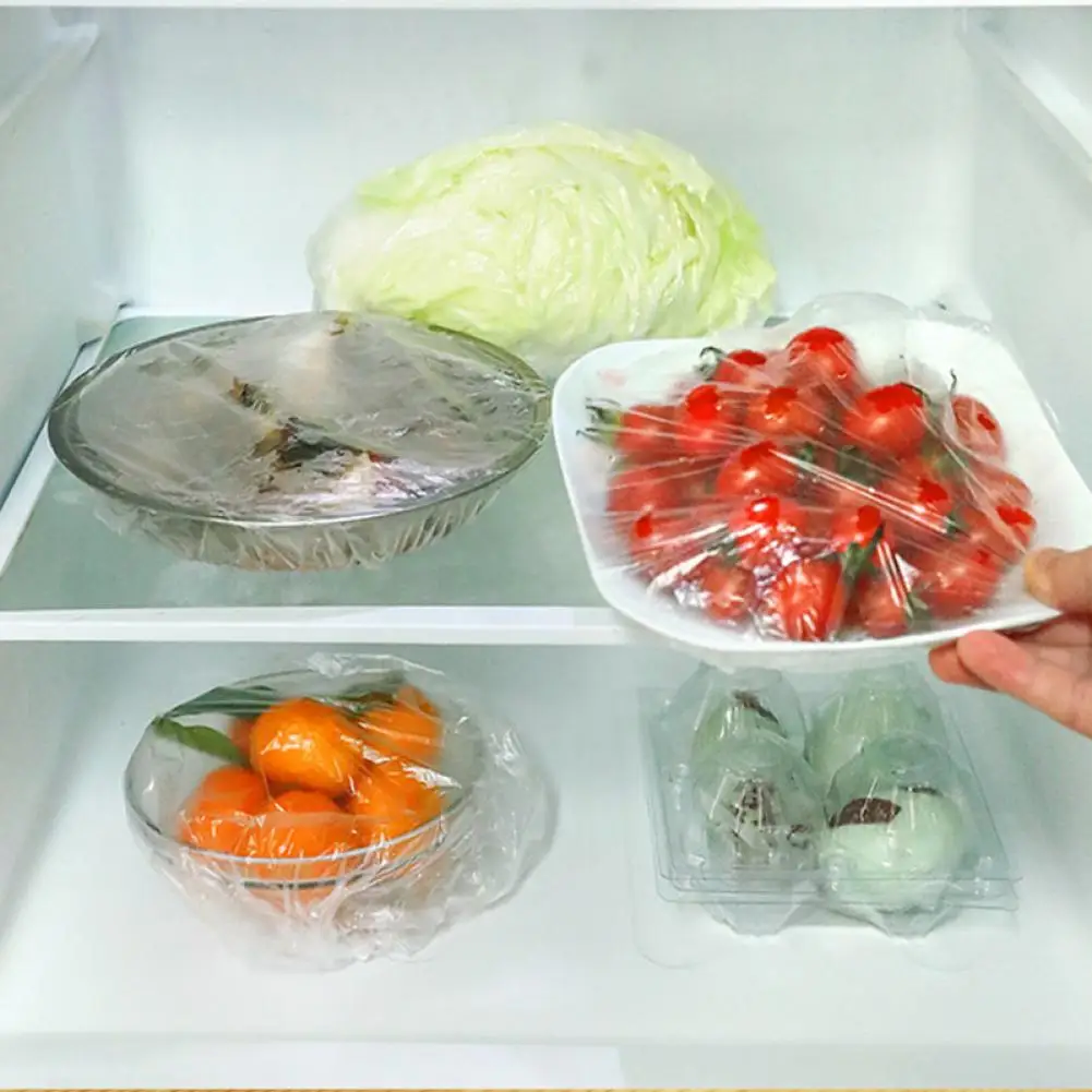 

50/100pc Disposable Cling Film Cover Fresh Keeping Film Household Refrigerator Food Fruit Dust-proof PE Preservation