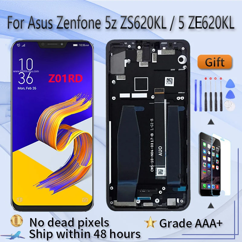 

ЖК-дисплей для Asus Zenfone 5z ZS620KL, экран в сборе с передним корпусом, сенсорное стекло, сменный ЖК-дисплей ZE620KL Z01RD, оригинальный черный