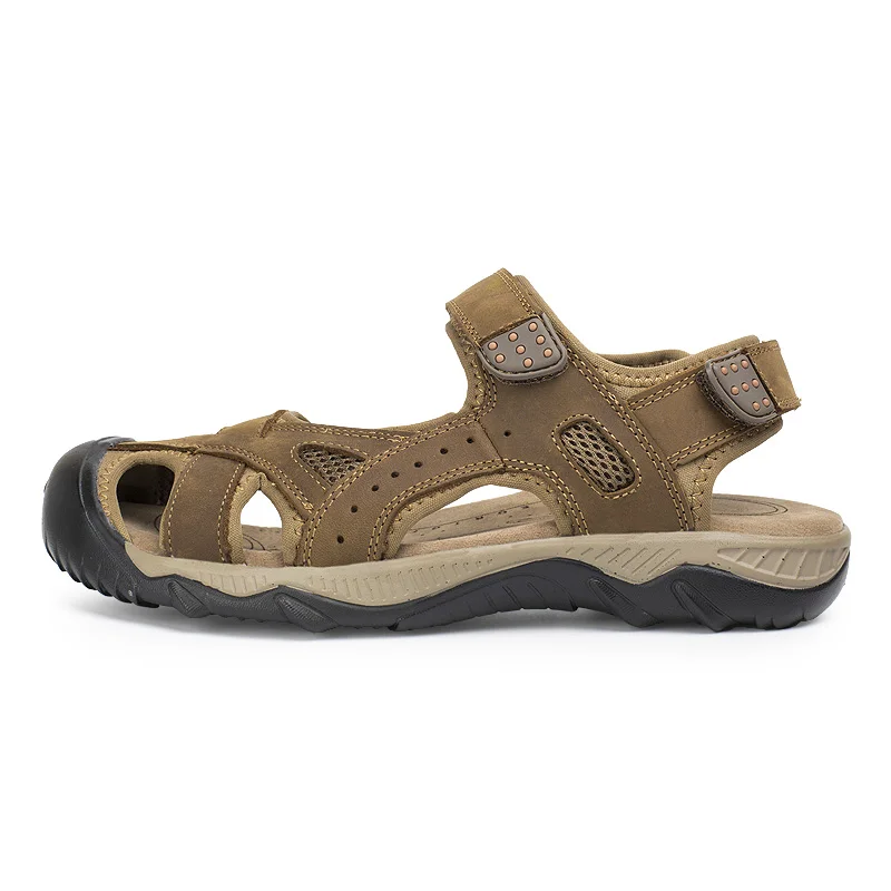 Летние модные мужские сандалии из натуральной кожи Повседневная пляжная обувь