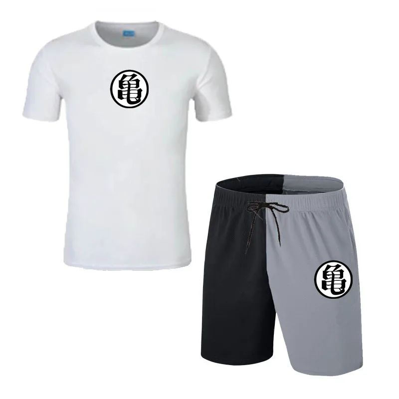 

New Men's Sport Swear Shorts Suit Short-Sleeved Breathable T-shirt + Shorts Stitching Casual Printing Running Training
