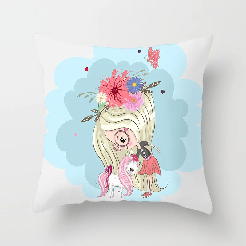 

Cartoon Flamingo Unicorn Cat Cushion Cover Decor Pillowcase Decorative Pillows For Sofa Car Decoration Home Pillow Cover 45cm