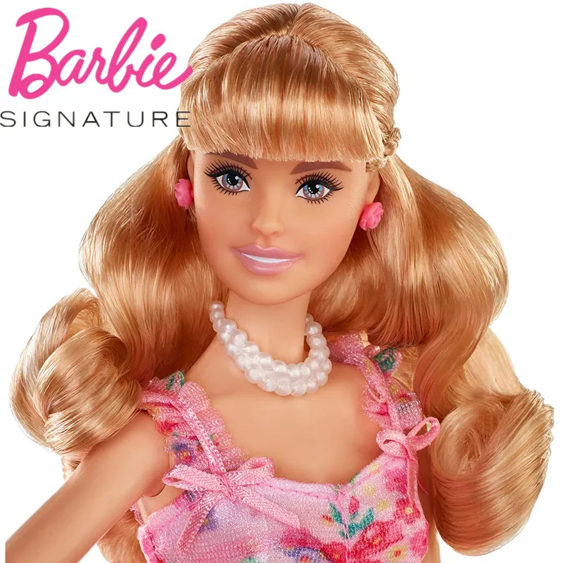 

Barbie Signature Birthday Wishes Doll Pink Flower Dress Classic Fashion Model Doll Girls Birthday Gift FXC76