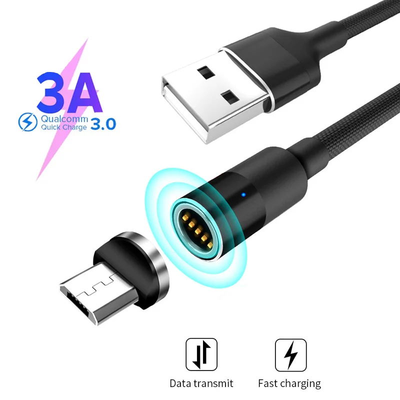 Магнитный кабель Micro USB Garas QC2.0 передачи данных для быстрой зарядки магнитное