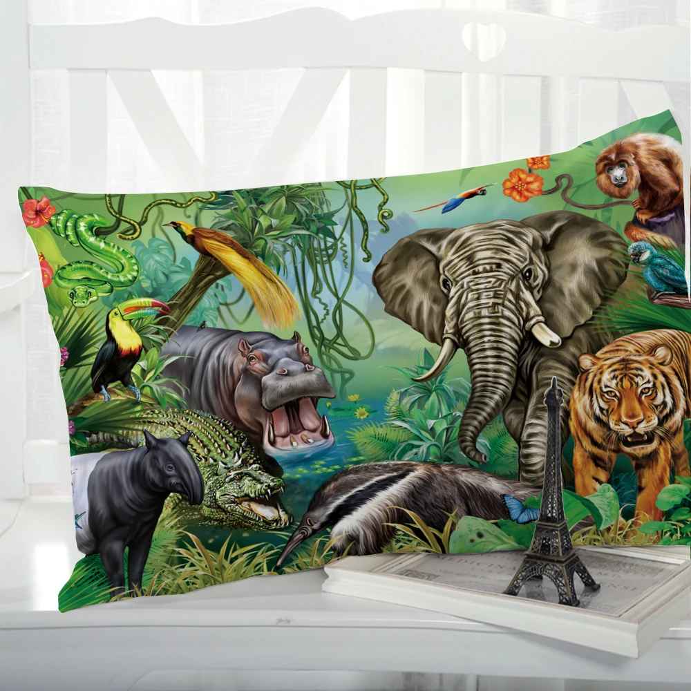 

1pc Pillow cover Pillow case Luxury Bedding Pillowcase Pillowcovers decorative 50x70 Customizable size 3D Print animal jungle