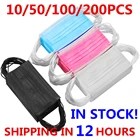 10-200 шт. маски одноразовая маска для лица Earloops черная маска для полости рта 3 Слои фильтр для пыли из нетканого материала дышащая уход за кожей лица маски Mascarillas